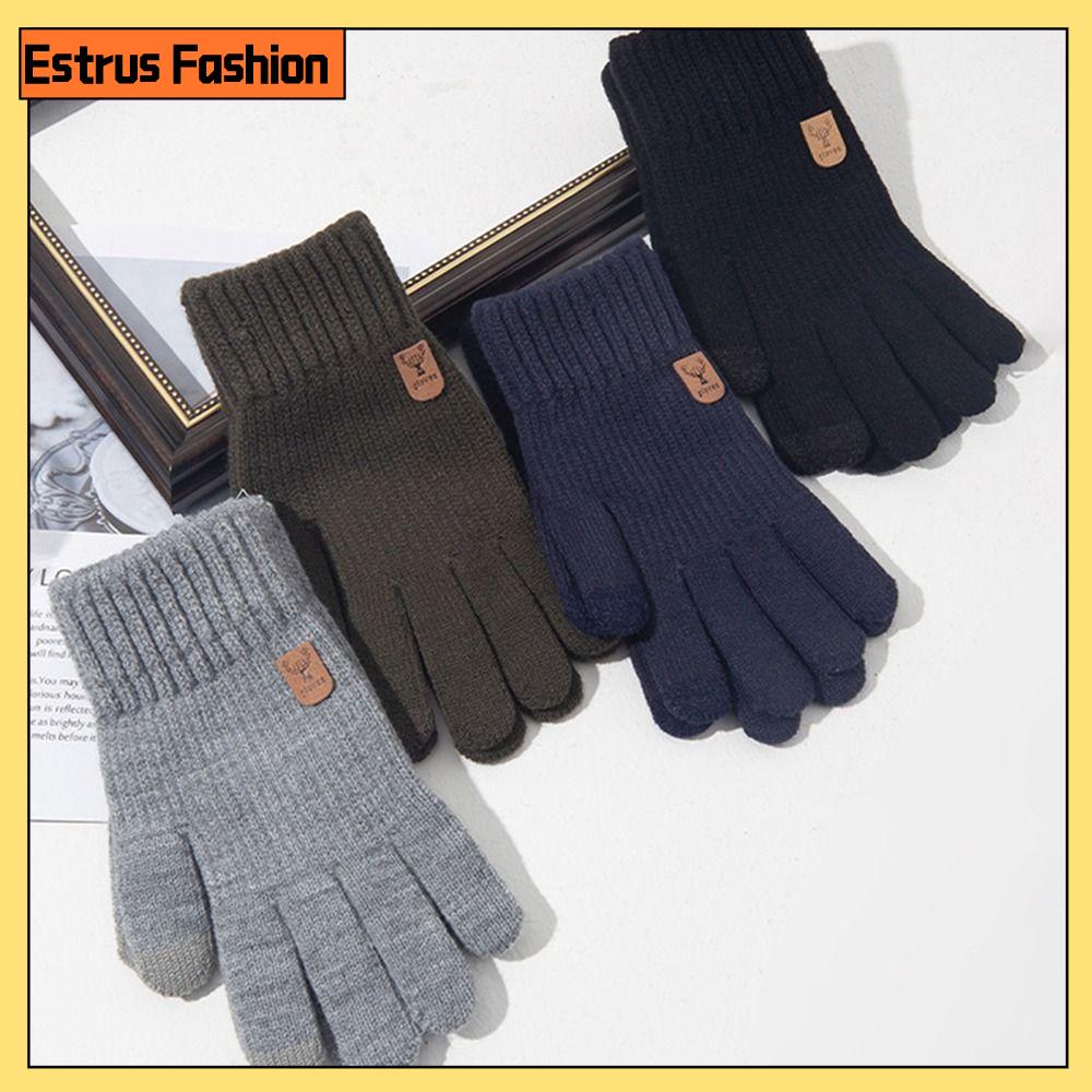 Thick Men Knitted Gloves Windproof Cold Proof Wool Mittens Daily Touch Screen Warm Gloves Autumn Winter.
