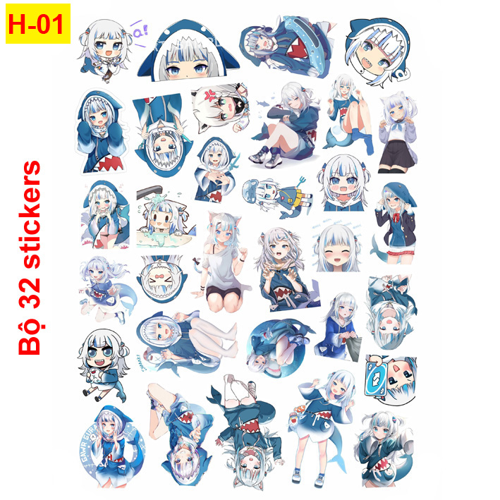 Stickers/ Hình dán anime Hololive Gawr Gura