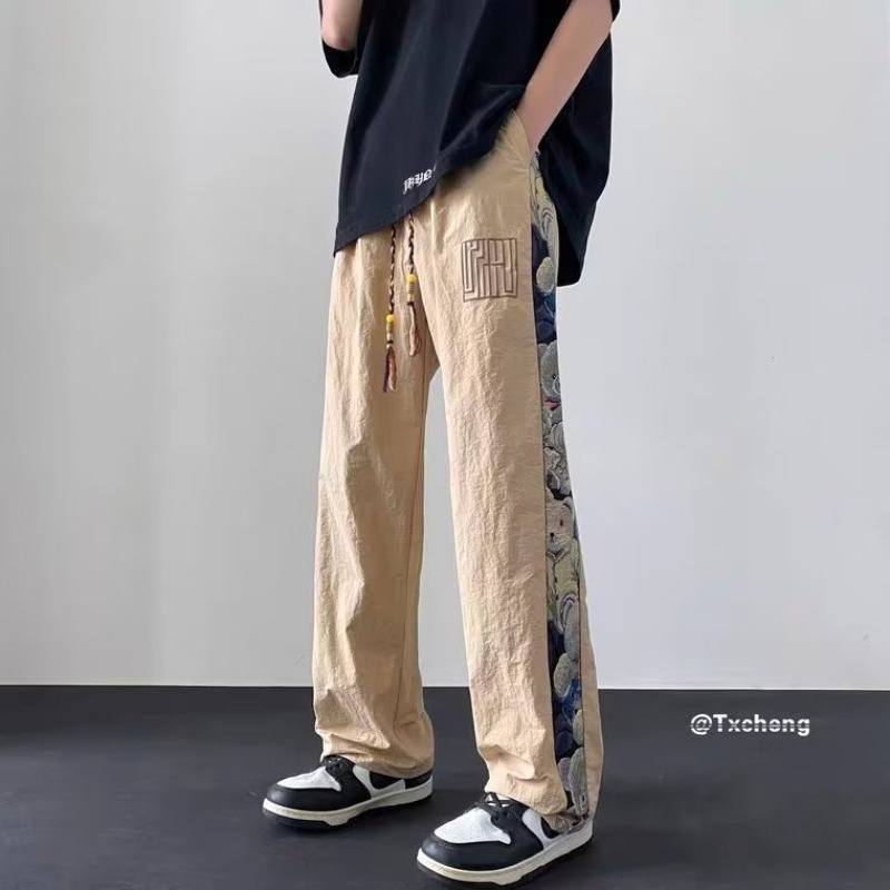 ASRV Men's Trousers thin Quick-Drying Bear Print Men'S Casual Loose Trousers
