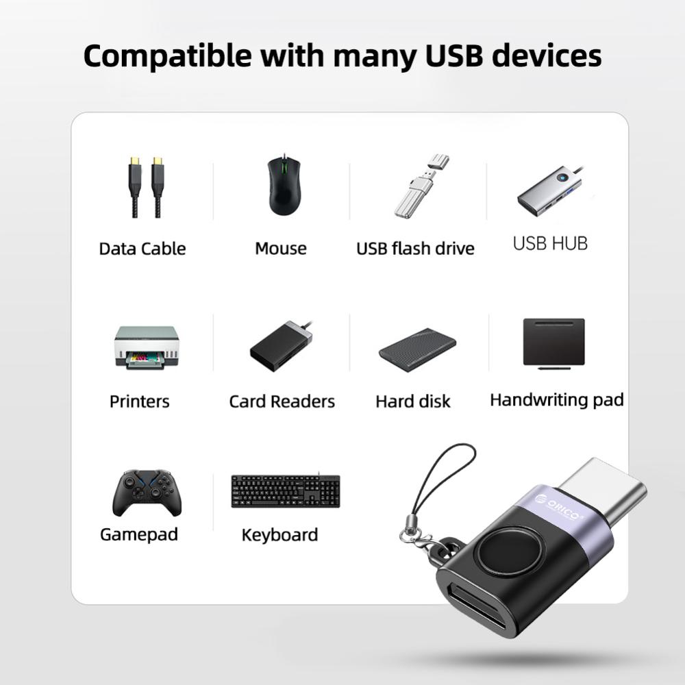 USB-C Data Transfer Converter OTG Transfer Speed 480Mbps Type-C To USB Adapter 22.5W Fast Charging USB C Adapter Connector Aluminum Alloy