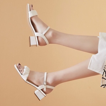 Giày sandal cao gót 5p phối xếp ly xinh xắn mã s58 big size 35-43