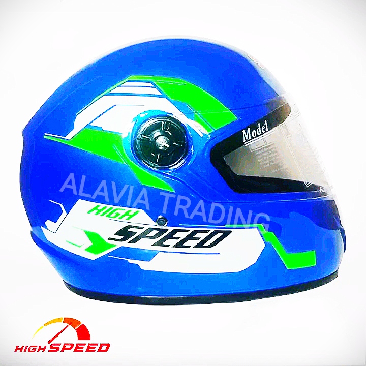 Full face bike helmet sfm high speed-blue and white graphics.