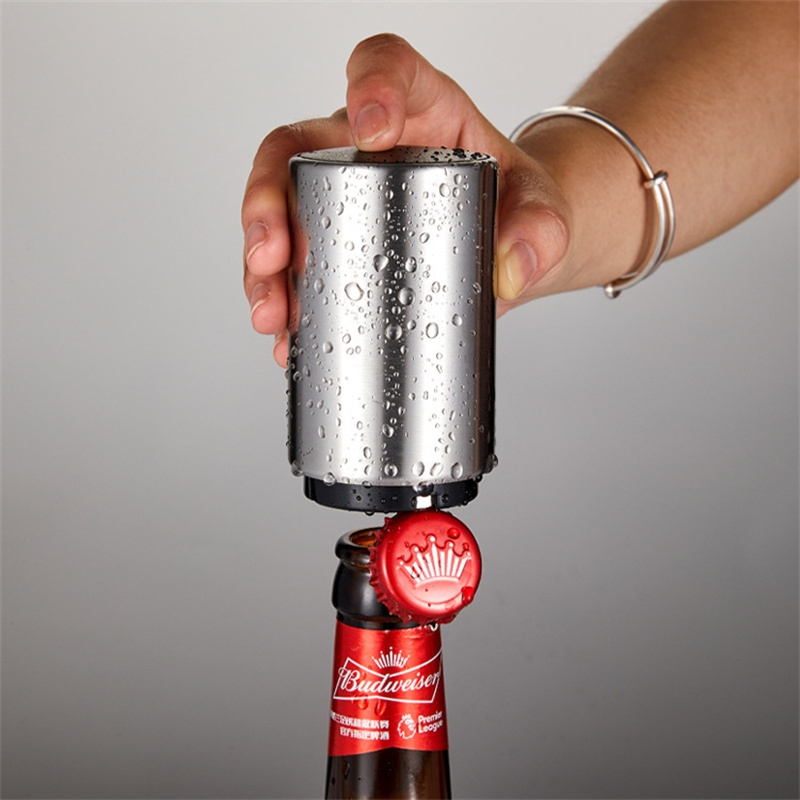 Stainless steel beer bottle opener push-type home creative automatic bottle opener bottle opener bottle opener.