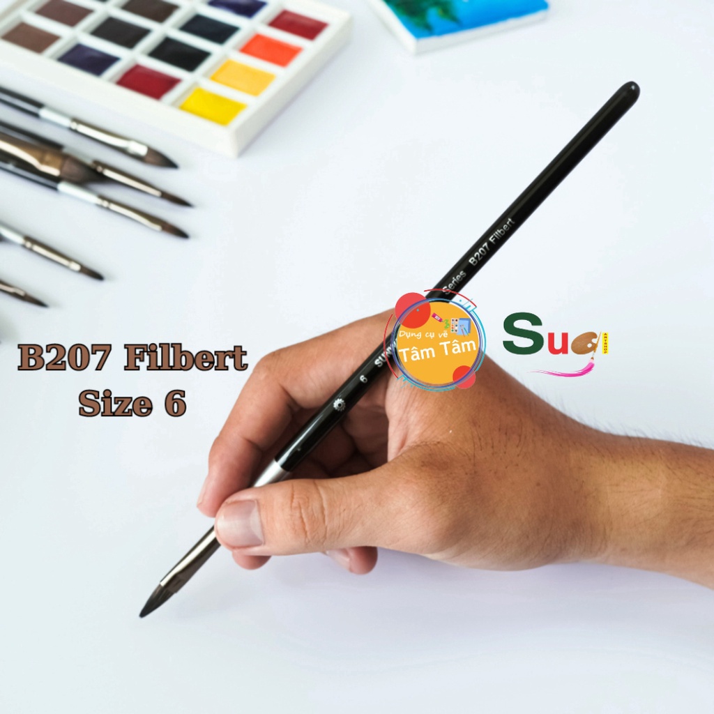 Cọ Vẽ Lông thú ( Lông Sóc )  Sunway Đầu Oval  B207 Filbert  Brush - Tâm Tâm - Sugi Art Shop