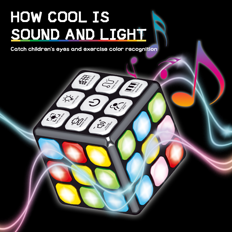 Huiye Cube Magic Toys Memory Training Pass Cube With Lights Sound Cool Attract Attention Cube Magic Toys For Children