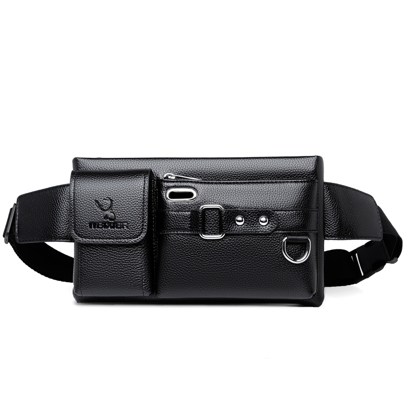 LouisWill Sport Waist Pack Cross Waterproof PU Leather with Headphone Hole. 