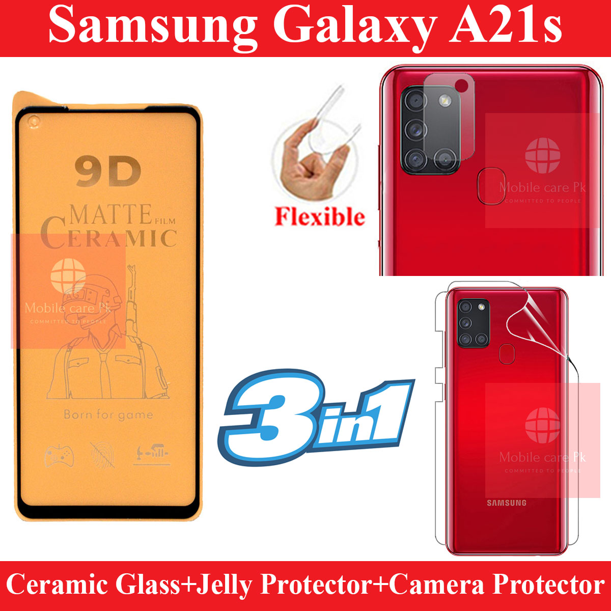Samsung Galaxy A21s Glass Protector Matte Fiber unbreakable Glass + Back Protector Transparent Hydrogel Soft Film jell Protection + Camera Glass Protector Fiber Glass For Samsung Galaxy A21s. 