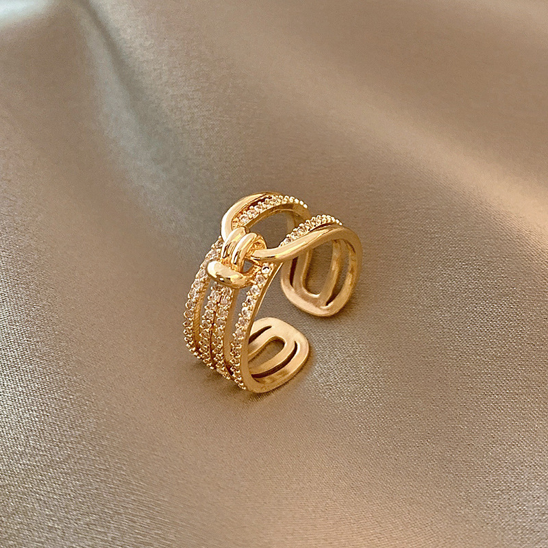 Frascati New Creative Geometric Element Knot Metal Gold Opening Rings For Woman Fashion Jewelry Luxury Party Girl's Unusual Ring
