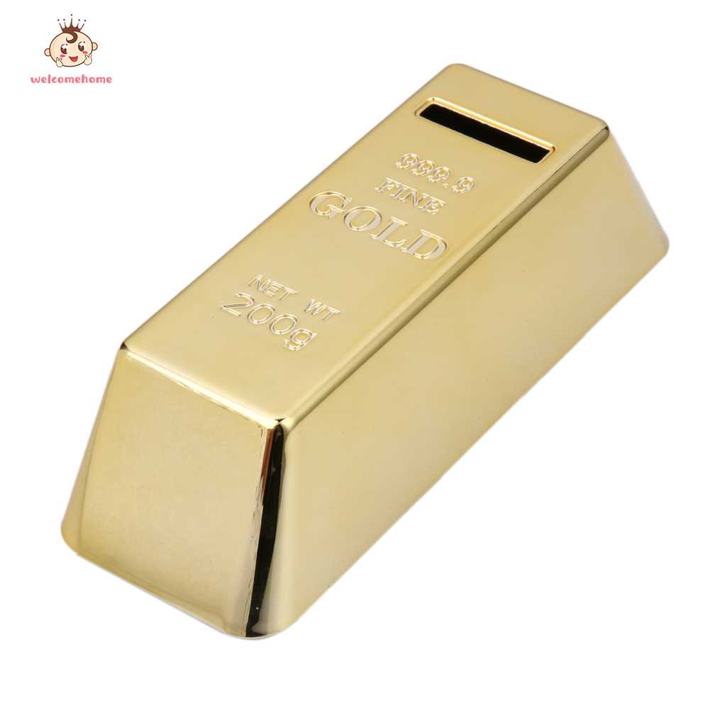 [Ready Stock]welcomehome Gold Bullion Bar Piggy Bank Brick Coin Bank Saving Money Box