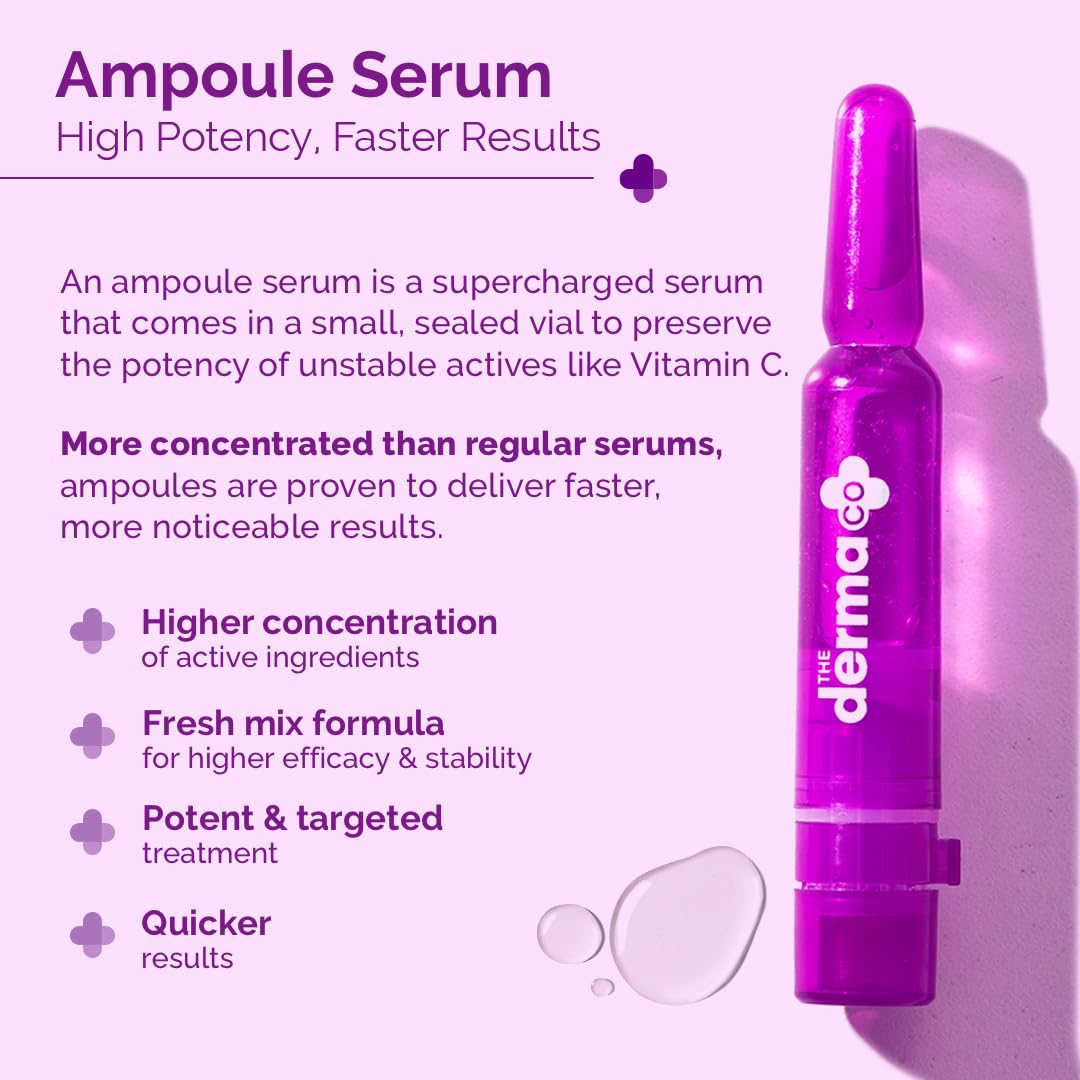 The Derma Co 15% Vitamin C Serum Intense Brightening Ampoule Kit|Radiant & Glowing Skin In 7 Days|7 Fresh Mix|Brightening For Dull Skin|Most Potent Vitamin C (L-Ascorbic Acid)|Ferulic Acid - 14 Ml. 