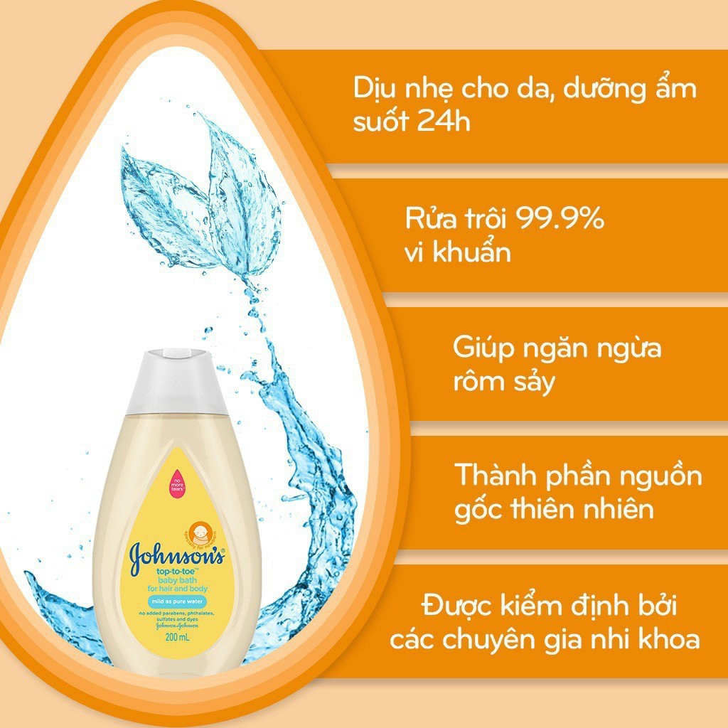 Sữa tắm- Dầu gội Johnson’s Baby 200ml