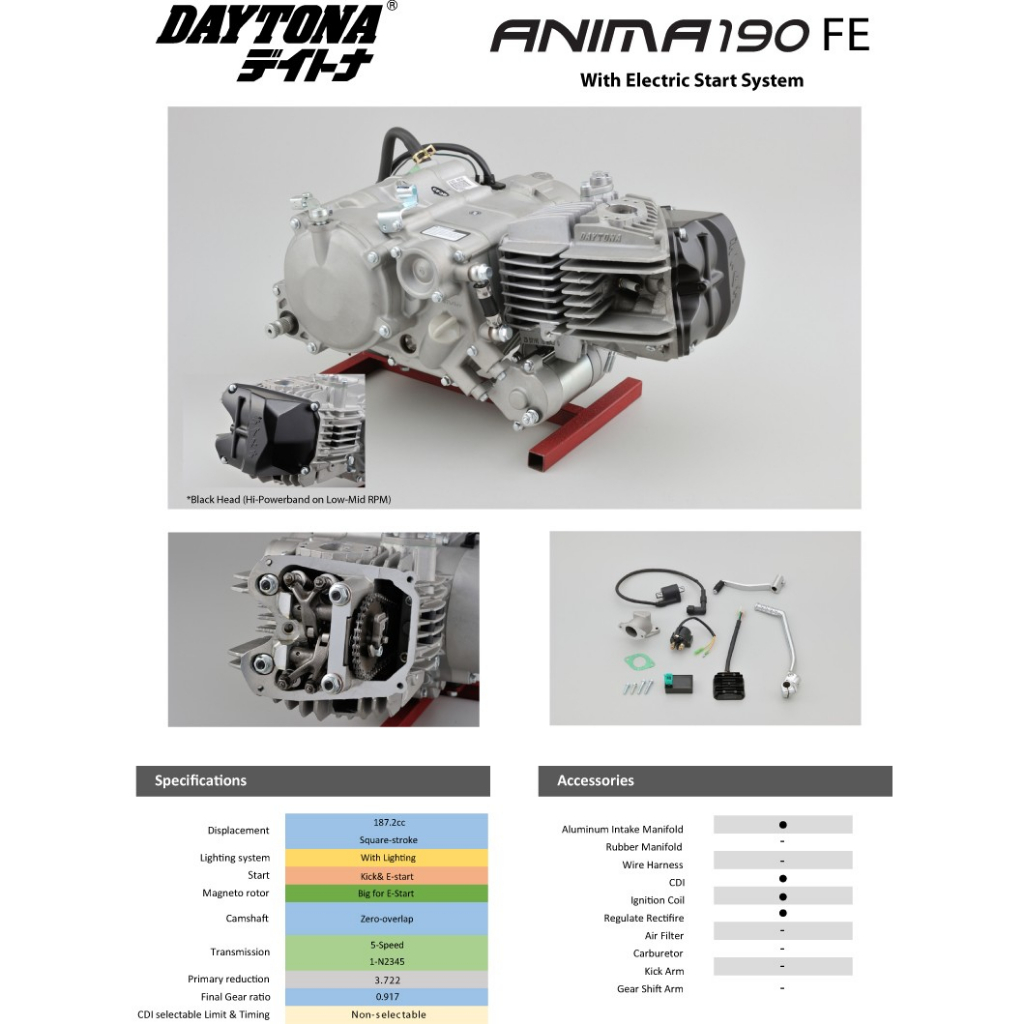 Mesin Daytona Anima 190cc Electric Starter Racing Engine | Lazada Indonesia