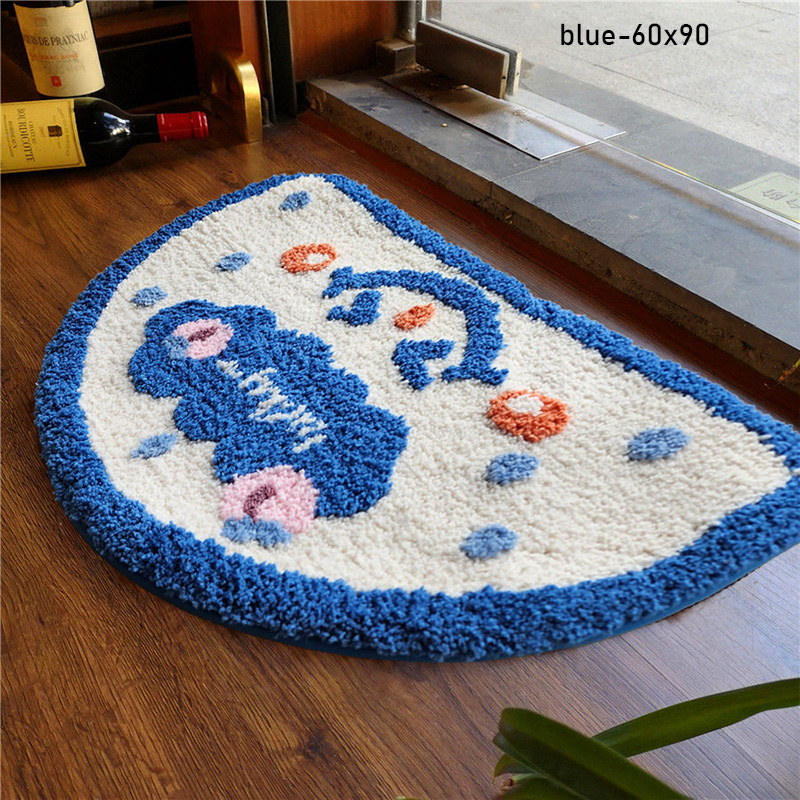 KS Carpet floor mat floor mat semi-circle thick inlet absorbent bathroom mat entrance toilet mat cute semicircle