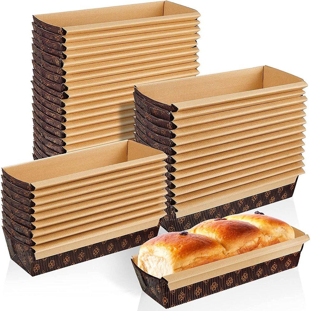FALLFORBEAUTY Paper Loaf Pans 25Pcs Bakery Rectangle Kraft Cake Liner
