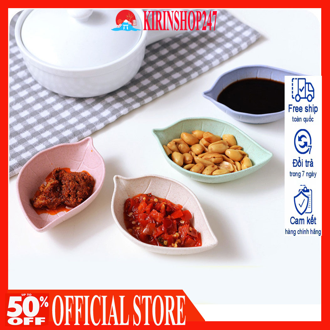 Bát lúa mạch mini hình lá đựng đồ ăn dặm, gia vị, nước chấm