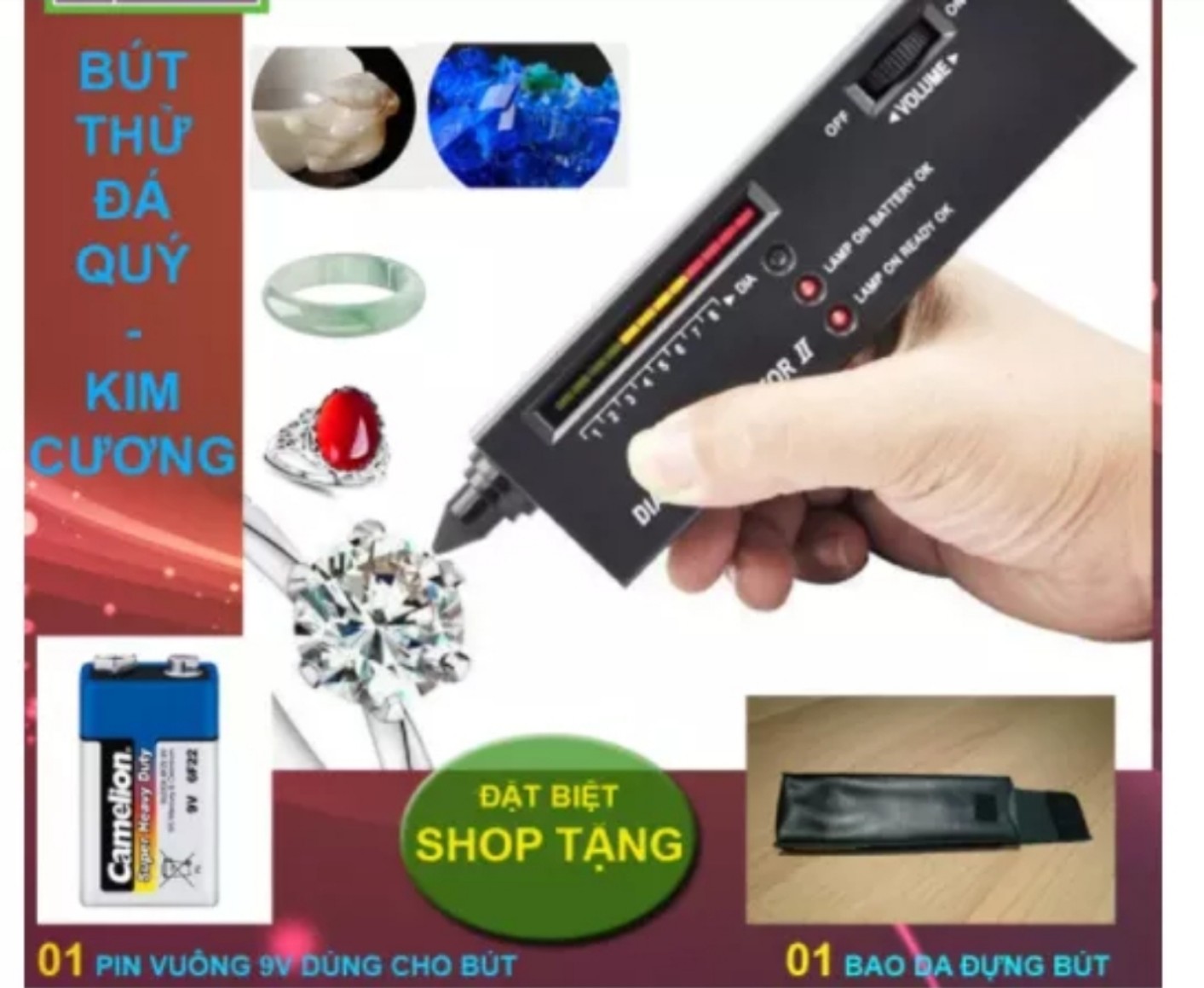 Bút thử kim cương+pin