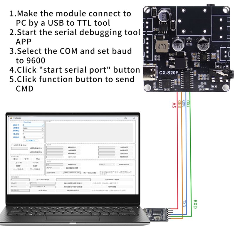 -S20F Standard Edition 20W MP3 Voice Broadcasting Module MCU Control Via USB to TTL Serial Port Trigger Custom Audio Support.