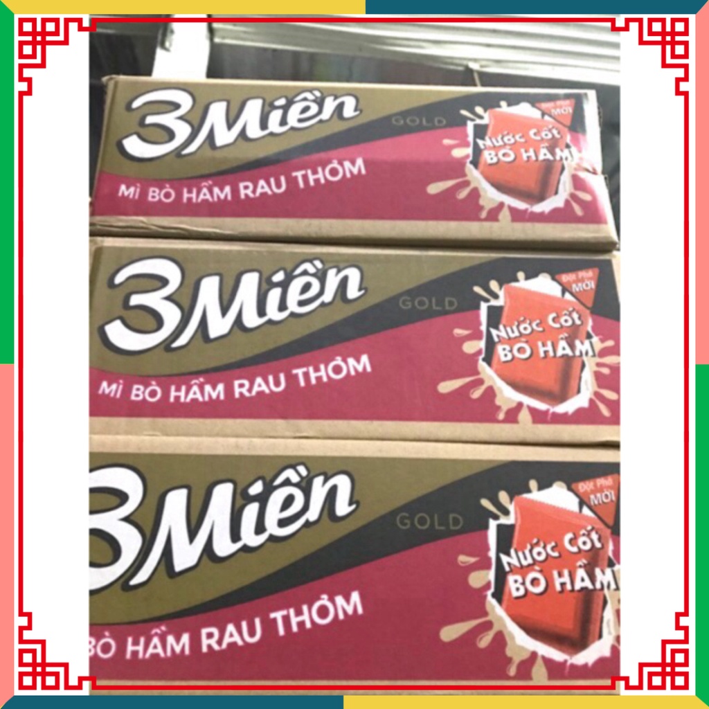 (HOT LIKE) Thùng 30 Gói Mì Tôm 3 Miền Bò Rau Thơm