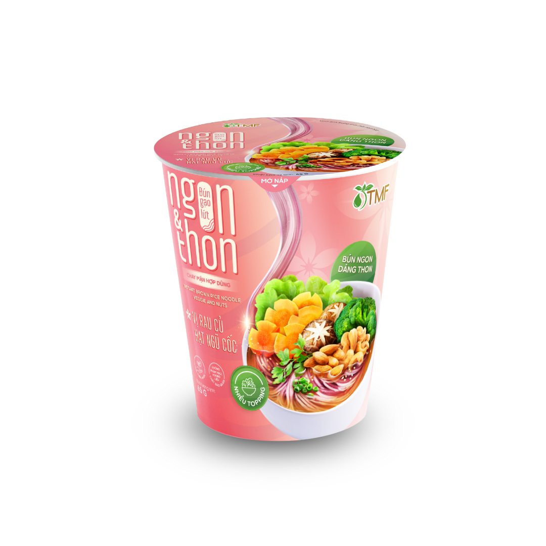 Bún gạo lứt ly rau củ hạt ngũ cốc