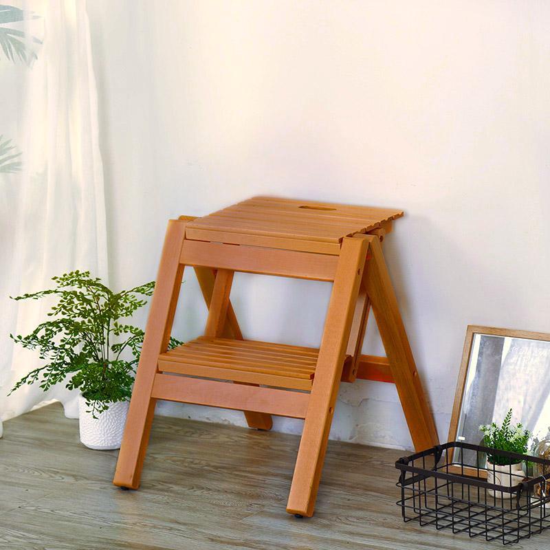 Solid Wood Folding Stool Stair Ladder Chair Wooden 2 Stair Stool Ladder Chair Folding Wooden