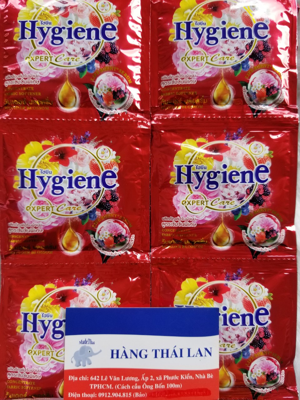 [HCM] Combo 5 dây (60 gói) nước xả hygiene Thái Lan 20ml Dây 12 gói Màu đỏ