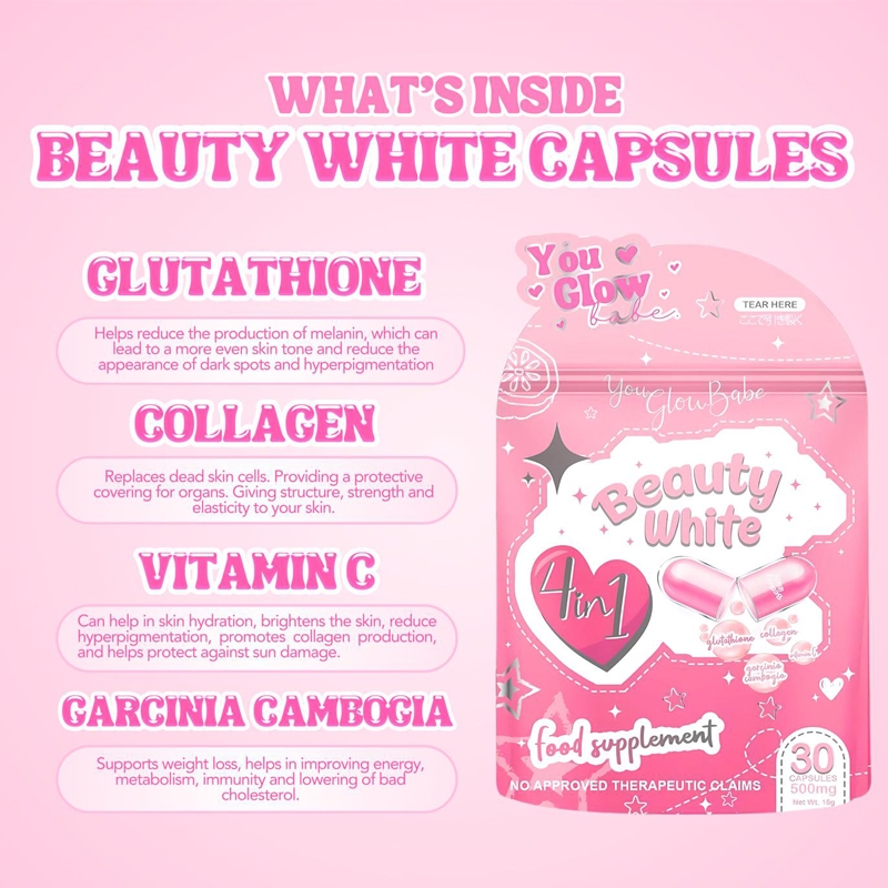 you glow babe glutathione slimming capsule review Beauty White 4 in 1 Collagen Glow Whitening Vitamin C Beauty 30 You Glow Babe BeautyWhite c@psules