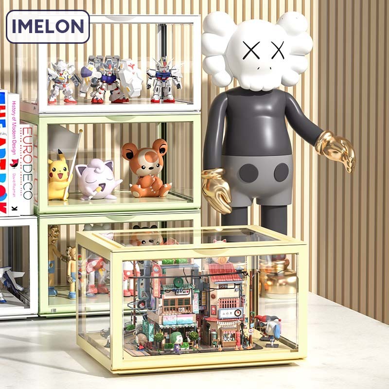 IMELON quả tặng miễn phí TOÀN CỬA HÀNG hộp nhựa trong suốt kệ decor bàn học Hộp trưng bày lưu trữ hộp mù acrylic chống bụi búp bê tủ trưng bày đồ chơi bong bóng mart hình hiển thị đứng