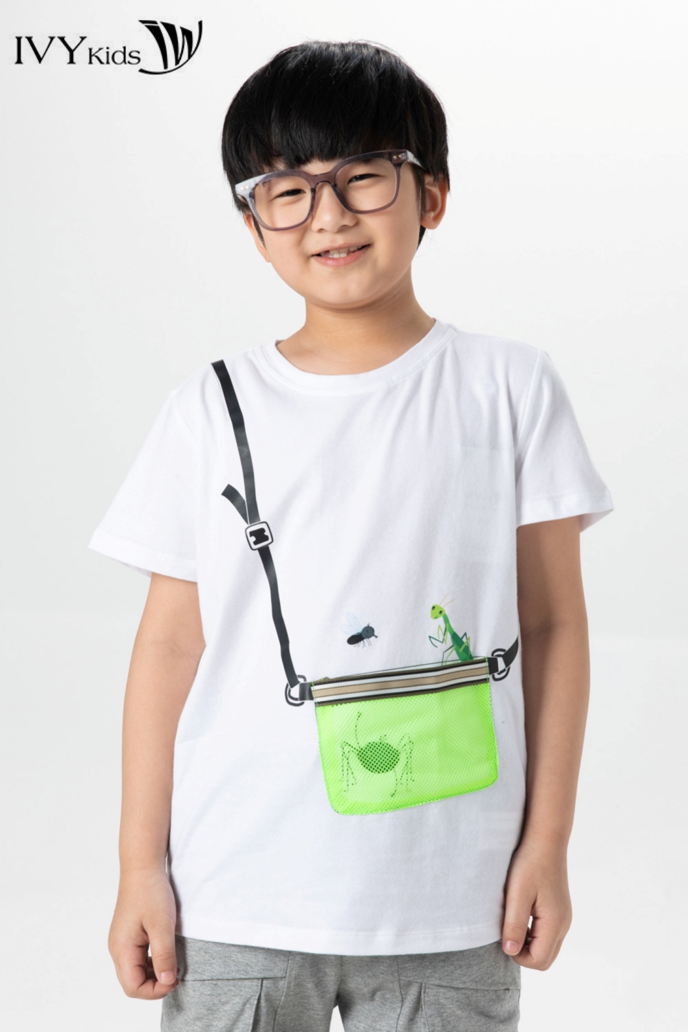 Áo thun phối túi lưới bé trai IVY moda MS 57K1386