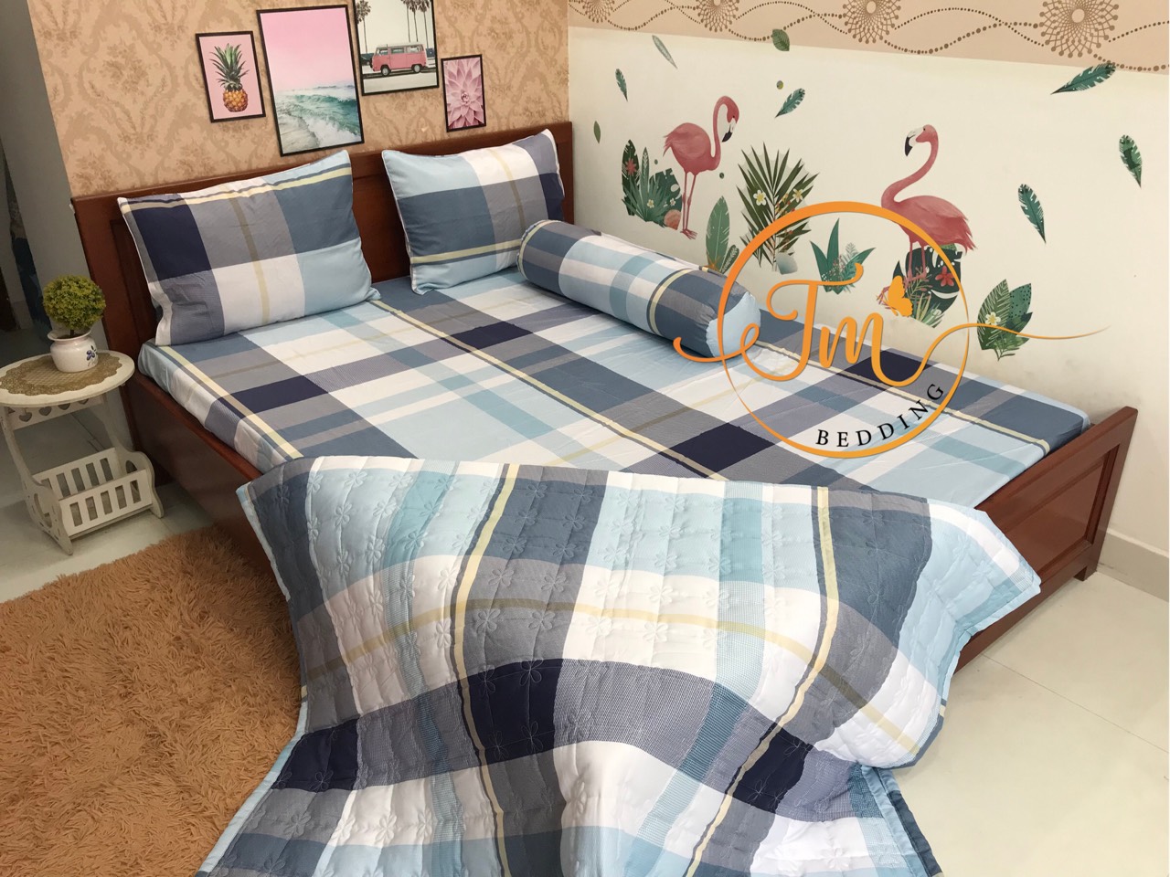 Ga gối lụa tencel mát mịn sang trọng họa tiết xinh yêu áo ôm khóa kéo