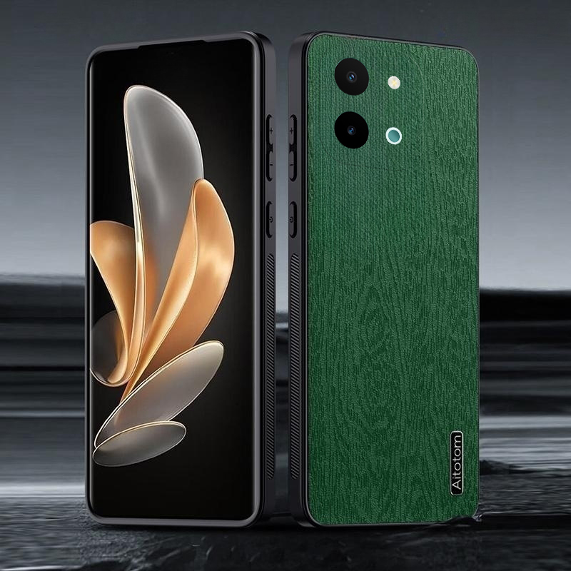 For Vivo Y28 Case Wood Texture Canvas Hrad Shockproof For Vivo Y28 Back Cover Phone Cases.