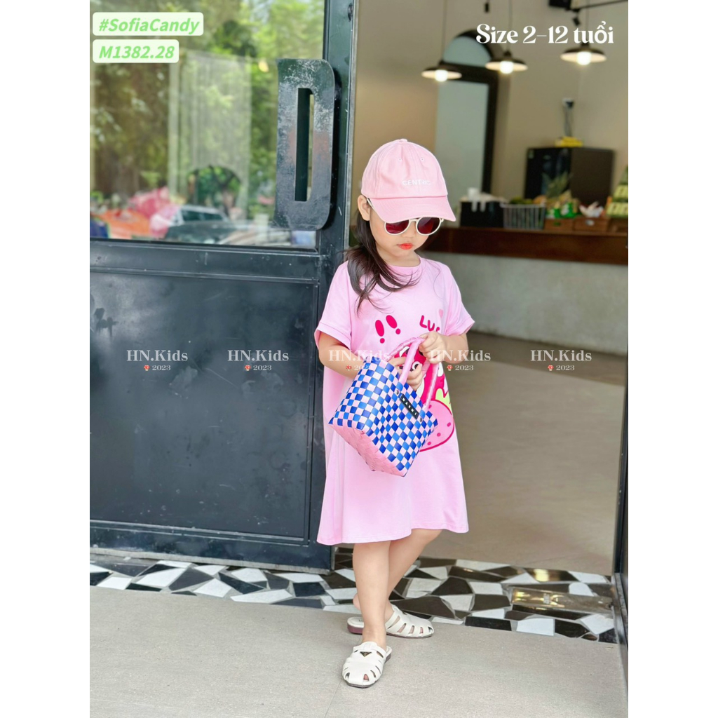 Váy cotton gấu dâu lotso cho bé gái