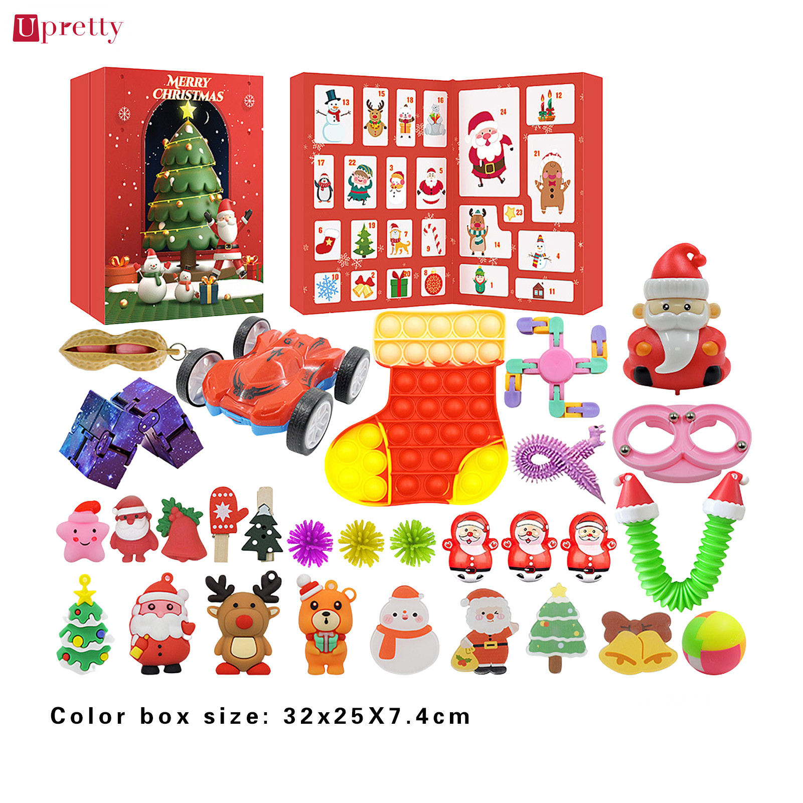 Upretty Christmas Countdown Calendar 24 Days Countdown Cute Ornaments Set for Christmas Tree Fireplace Decoration UT-MY