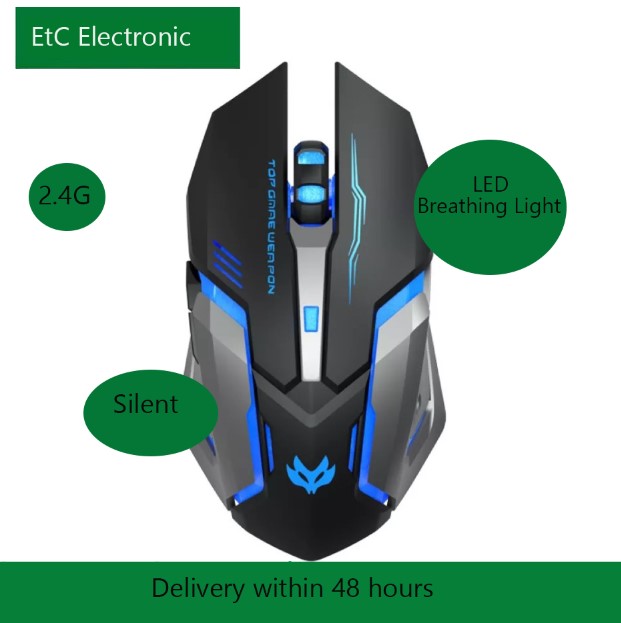 T1 Ergonomic 2.4G Rechargeable Silent Backlit USB Optical Wireless Gaming Mouse