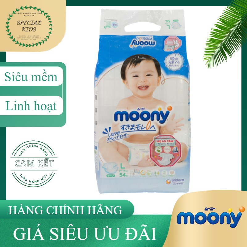 [Freeship 50K] Tã/Bỉm Dán Cộng Miếng MOONY Nhật đủ size NB96/S86/M68/L58.