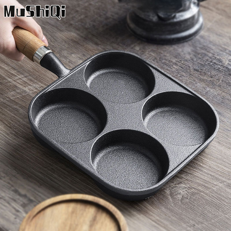 MUSHIQI [Miễn Phí Vận Chuyển]Gang chảo tráng trứng sâu trứng Burger Máy khuôn nhà Chảo không dính ăn sáng Pan trứng bánh bao Pan