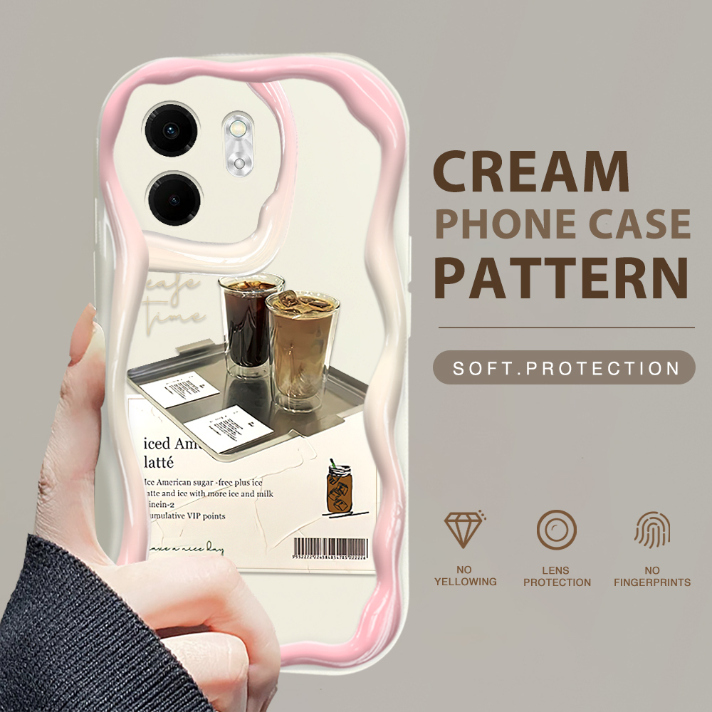 YYDS%20for%20Infinix%20Smart%209%20Hot%2050i%20Back%20Cover%20Coffee%20Label%20Case%20Cream%20Texture%20Wavy%20Edge%20Soft%20Silicone%20Mobile%20Cover%20-%20Image%202