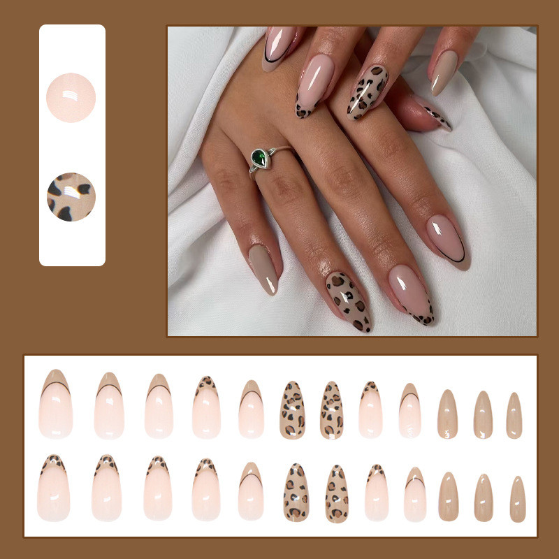 24Pcs%20Brown%20Leopard%20Print%20French%20Fake%20Nails%20with%20Glue%20DIY%20Art%20Design%20False%20Nails%20Wearable%20Nails%20Stylish%20Pattern%20Artificial%20Nails%20-%20Image%202