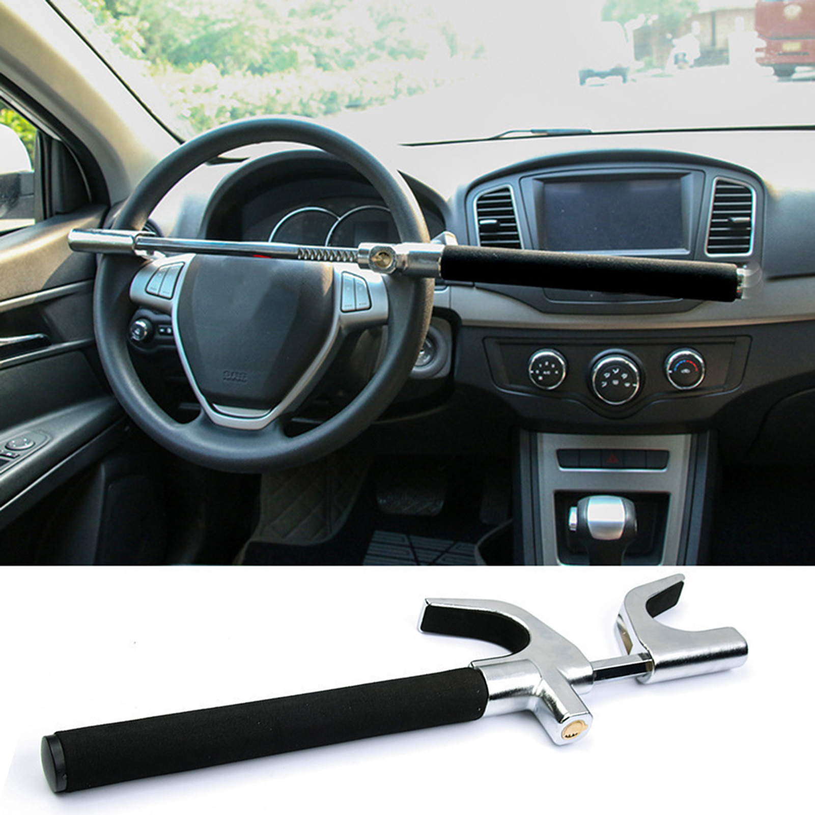 Car Steering Wheel Lock Multifunctional Retractable Wheel Lock Secure Your Car with Multifunctional Anti-theft Steering Wheel Lock Adjustable and Retractable Device less Than
