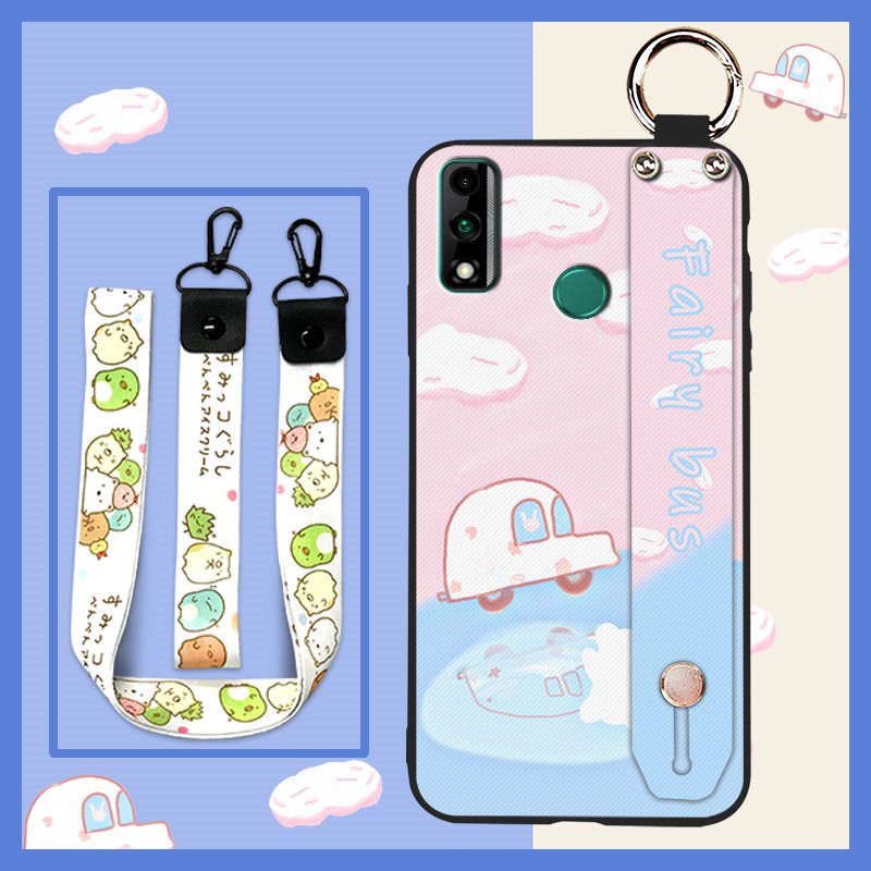 Shockproof Back Cover Phone Case For Huawei Y8S Waterproof Cute Cartoon Phone Holder Kickstand Wrist Strap Durable ring. 