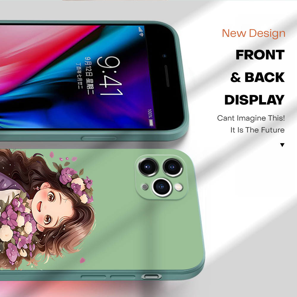 BILI for Samsung S20 FE S20 Plus S20 Ultra 5G Back Cover Purple Flower Girl for Boys Girls Multicolor Liquid Silicone Soft Square Phone Case. 