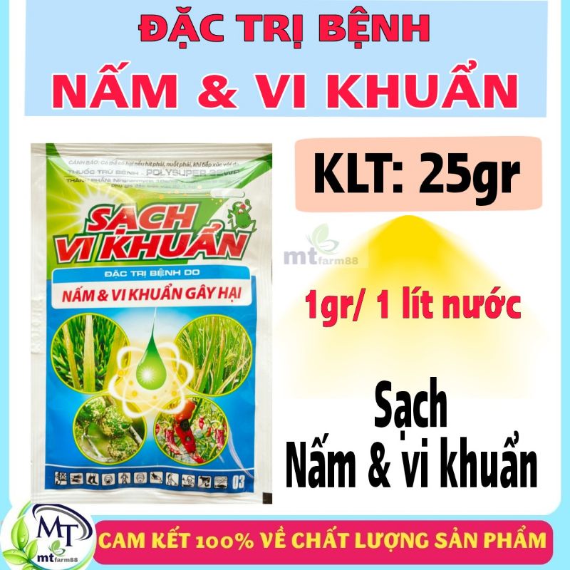 Sạch vi khuẩn 25g - POLYSUPER 32WP - Đặc trừ Bệnh Do Nấm Và vi khuẩn Gây Hại Trên Các Loại Cây Trồng 25g