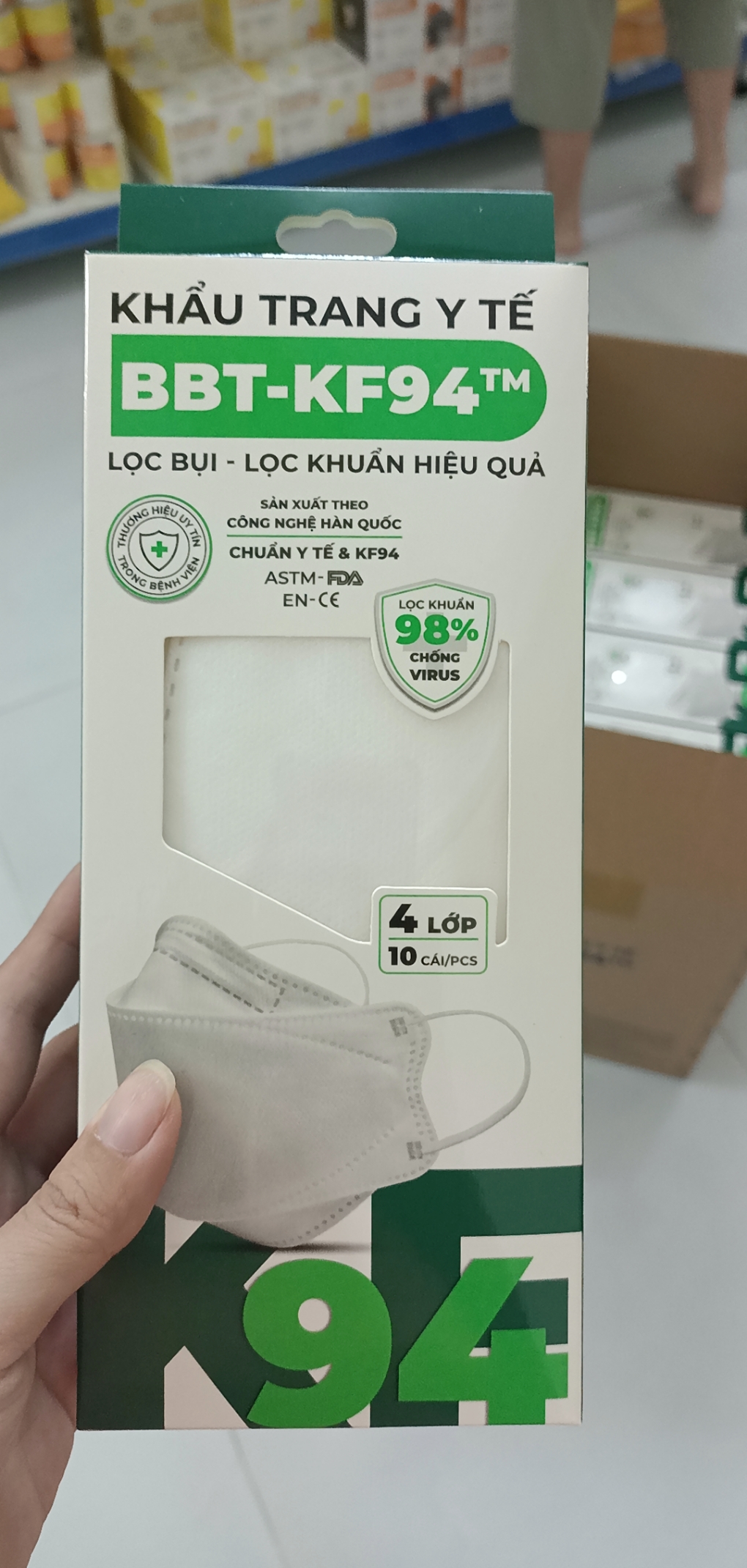 KHẨU TRANG BBT KF94 GÓI 10 CÁI TRẮNG