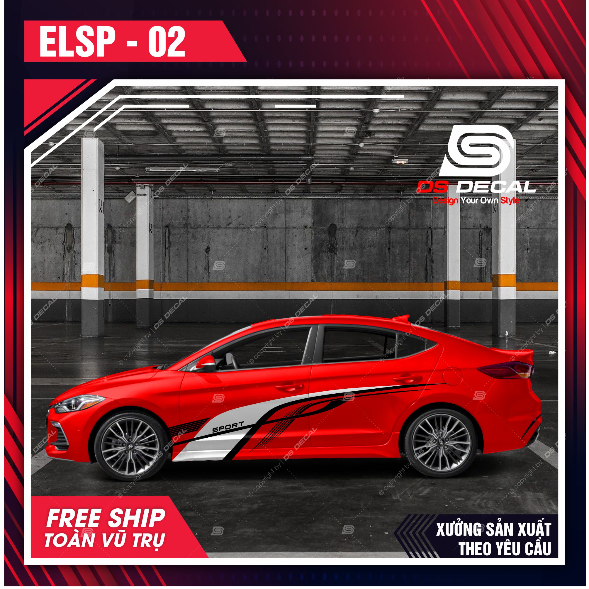 Tem dán xe ô tô elantra - 02, sticker trang trí xe ô tô, tem dán xe ô tô pvc chống nước - dsdecal
