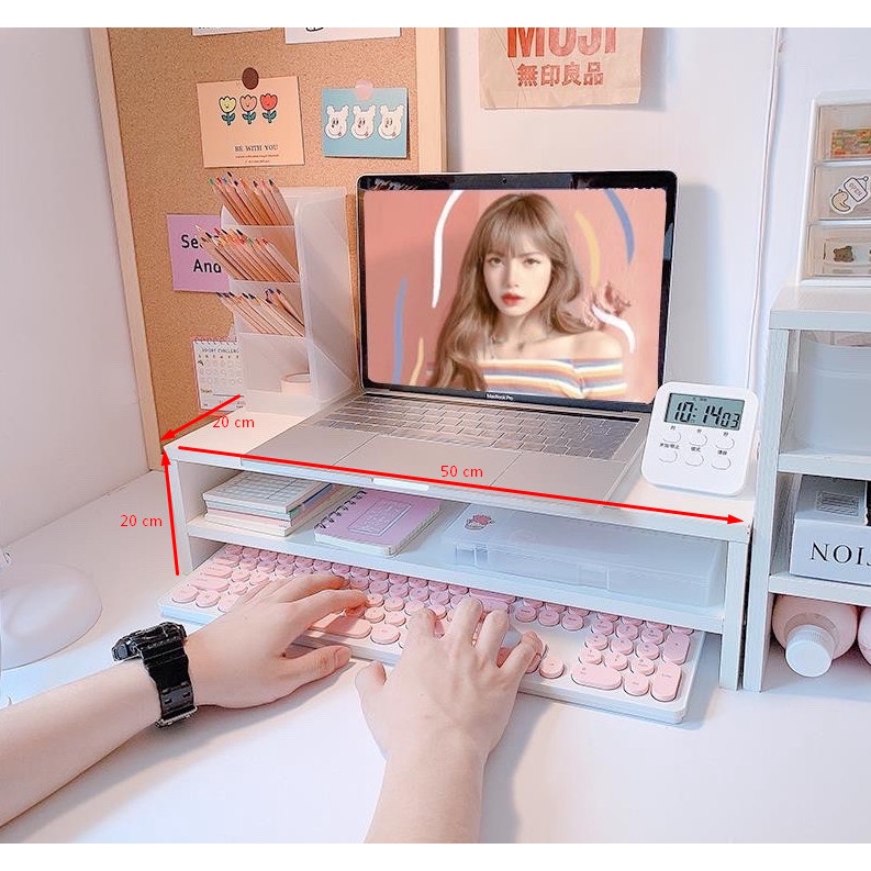 KỆ ĐỂ SÁCH - KỆ MÁY TÍNH - DECOR 🖥⌨ LẮP GHÉP - 2 TẦNG