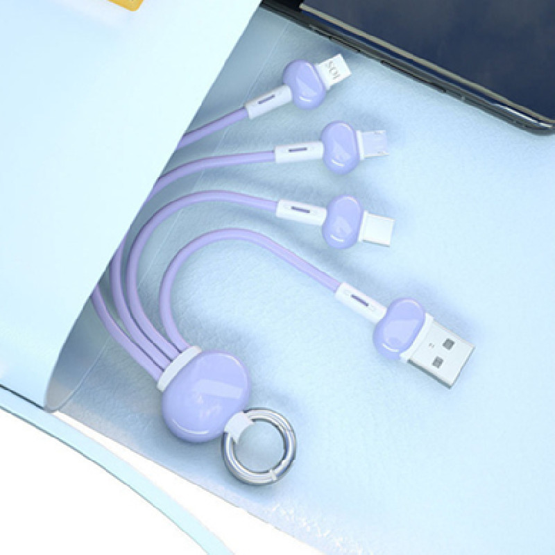 3 in 1 USB Keychain Type C Lightning Cable USB Cable Charger Micro USB Type C Cord Compatible with iPhone Xiaomi Samsung
