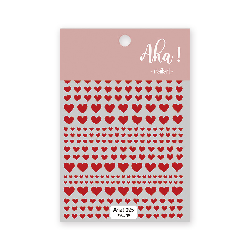 Sticker nails 3d aha | trái tim tráng gương đỏ 2024 lấp lánh | hình dán móng tay