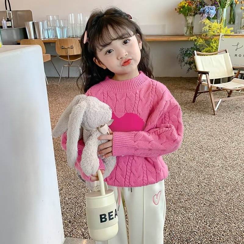 Insular children's warm sweater Girls' Korean style love sweater