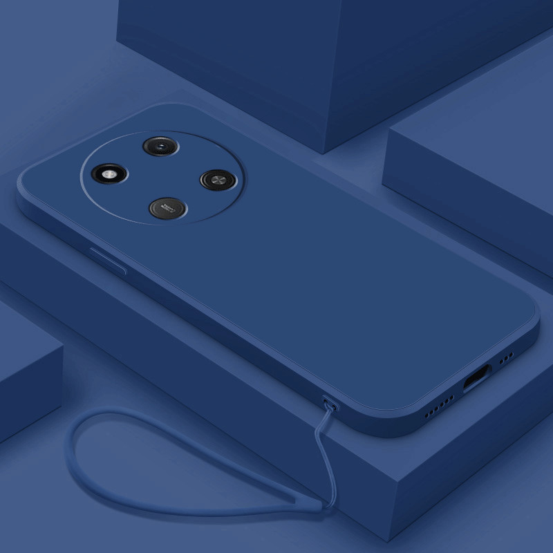 Honor X9C 5G X9C Straight Edge Liquid Silicon Rubber Case + Lanyard Matted TPU Casing Strap Shockproof Cover. 
