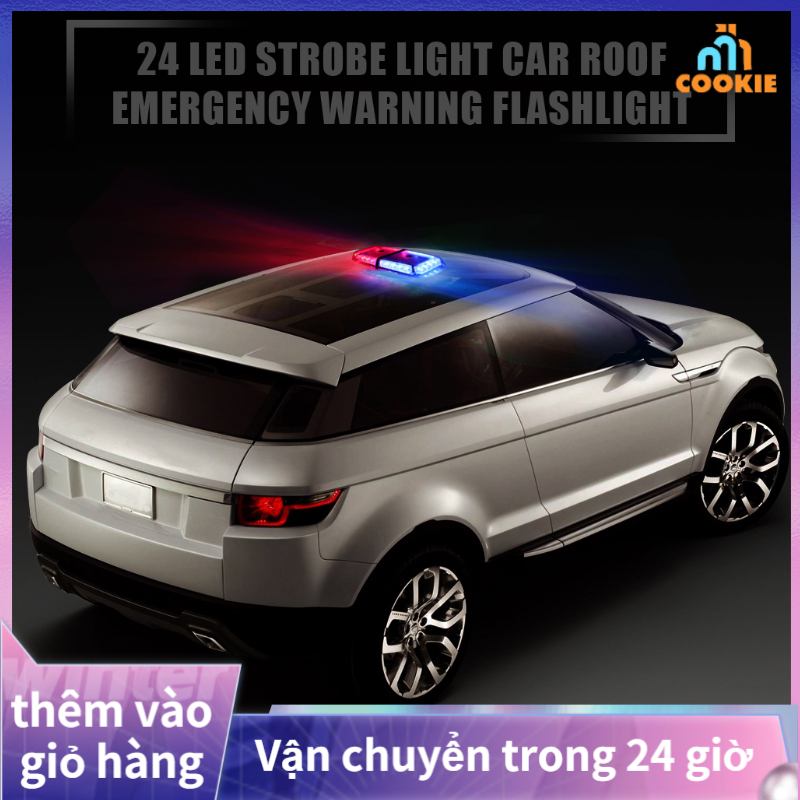 24 LED Strobe Light Car Roof Emergency Warning Flashlight 24W 7 Modes for Rescue Police Vehicle