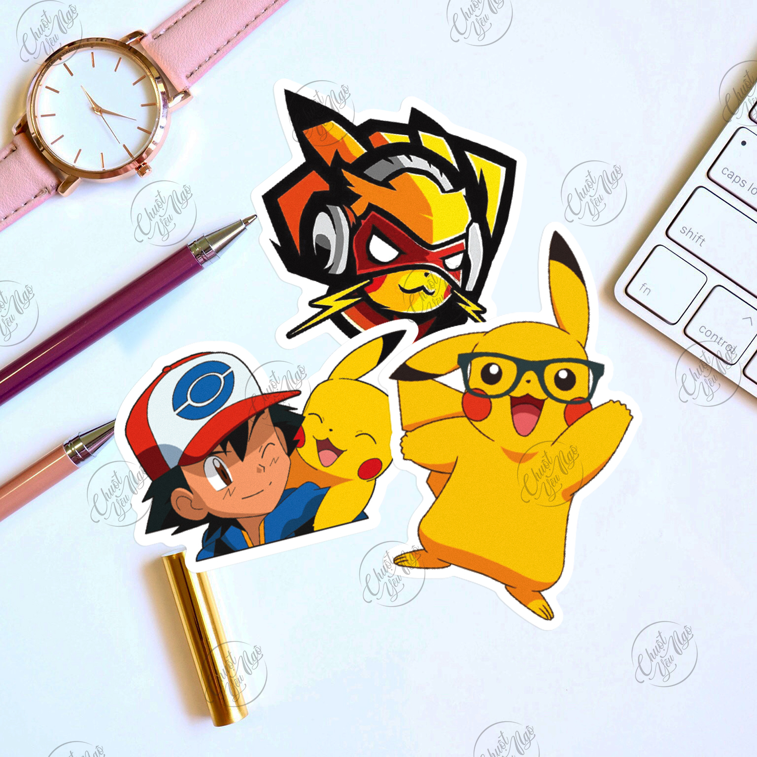 Bộ 100 sticker Pikachu Pokemon Bửu bối thần kỳ không trùng biểu cảm cực dễ thương dán xe đạp laptop điện thoại tủ lạnh vali...